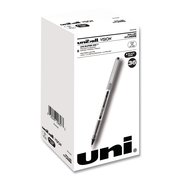 Uni-Ball VISION Stick Roller Ball Pen, Fine 0.7mm, Blk Ink, Silver Barrel, PK36 1921066